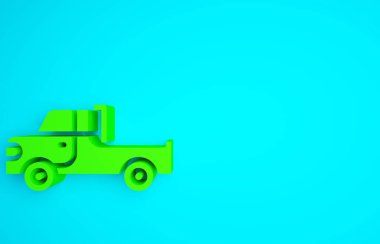 Mavi arkaplanda yeşil pikap simgesi var. Minimalizm kavramı. 3d illüstrasyon 3B canlandırma.