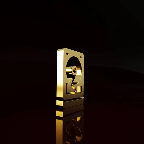 Gold Festplatte Hdd Symbol Isoliert Auf Braunem Hintergrund Minimalismus Konzept — Stockfoto