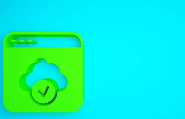 Green Cloud Technologie Datentransfer Und Speichersymbol Isoliert Auf Blauem Hintergrund — Stockfoto