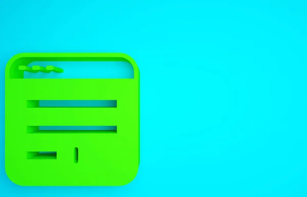 Grünes Browserfenster Symbol Isoliert Auf Blauem Hintergrund Minimalismus Konzept Illustration — Stockfoto