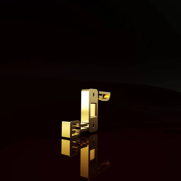 Ікона Золотого Швейцарського Армійського Ножа Ізольована Коричневому Тлі Багатоінструментний Багатоцільовий — стокове фото