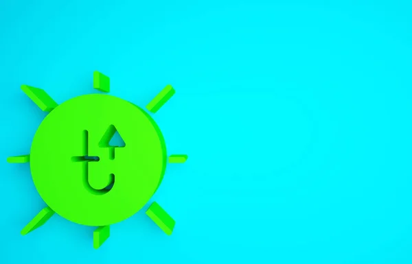 Ícone Verde Sol Isolado Fundo Azul Símbolo Verão Bom Dia — Fotografia de Stock