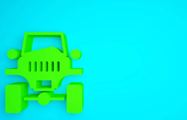 Green Road Auto Pictogram Geïsoleerd Blauwe Achtergrond Jeepteken Minimalisme Concept — Stockfoto