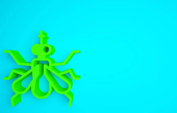Zöld Szúnyog Ikon Elszigetelt Kék Háttérrel Minimalizmus Koncepció Illusztráció Render — Stock Fotó