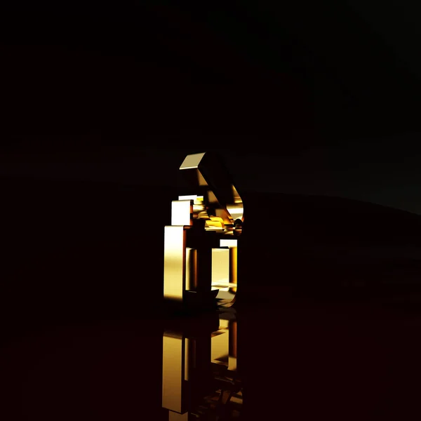 Icona Gold Lighter Isolata Sfondo Marrone Concetto Minimalista Illustrazione Rendering — Foto Stock