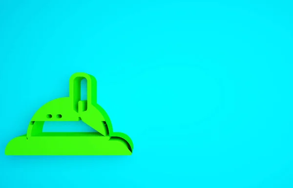 绿色猎帽图标隔离在蓝色背景 漂亮的冬帽最低纲领的概念 3D渲染3D插图 — 图库照片