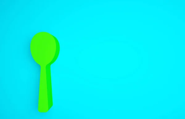 Icono Cuchara Verde Aislado Sobre Fondo Azul Utensil Cocina Signo —  Fotos de Stock