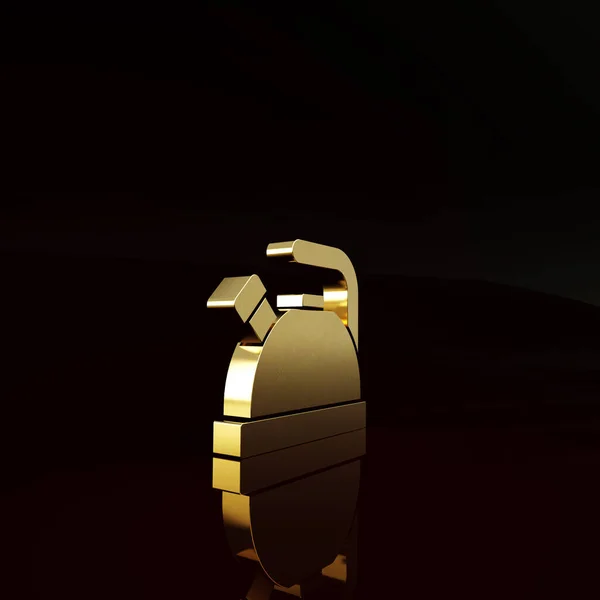 金色水壶 手柄图标隔离在褐色背景上 茶壶图标 最低纲领的概念 3D渲染3D插图 — 图库照片