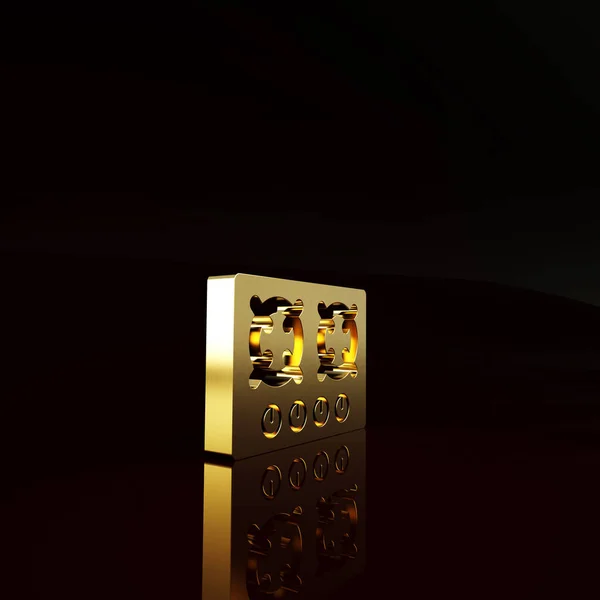 茶色の背景に隔離されたゴールドガスストーブのアイコン クックトップサインだ 4つのサークルバーナーでホブ 最小限の概念 3Dイラスト3Dレンダリング — ストック写真