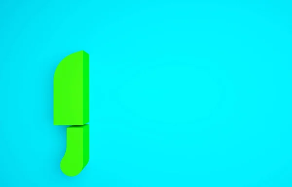 Ikona Zielonego Noża Izolowana Niebieskim Tle Symbol Sztućców Koncepcja Minimalizmu — Zdjęcie stockowe