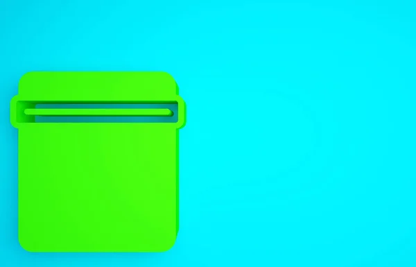 Zelený Sáček Ikonou Kulky Izolovaný Modrém Pozadí Minimalismus Ilustrace Vykreslení — Stock fotografie