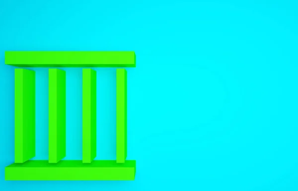 Grönt Fängelse Fönster Ikon Isolerad Blå Bakgrund Minimalistiskt Koncept Återgivning — Stockfoto