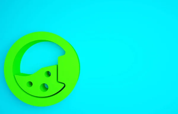 绿色沃什图标孤立在蓝色背景 洗衣机图标 衣服洗衣机 洗衣机 家用电器符号 最低纲领的概念 3D渲染3D插图 — 图库照片