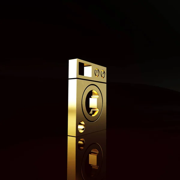 Altın Yıkama Simgesi Kahverengi Arka Planda Izole Edilmiş Çamaşır Makinesi — Stok fotoğraf