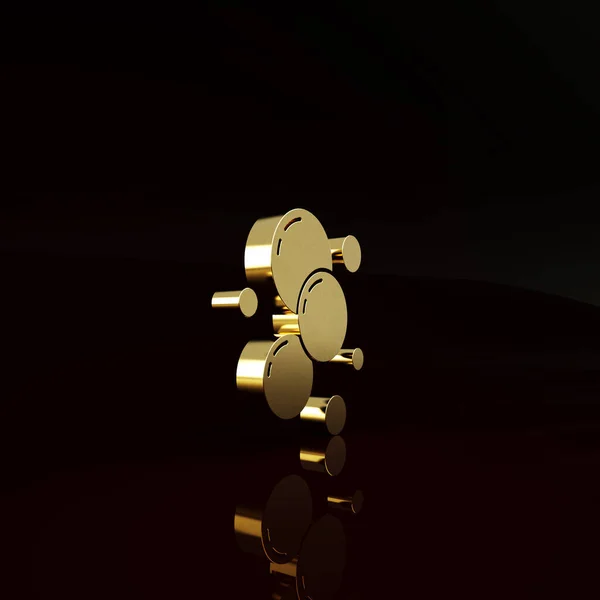 Gold Seife Wasserblasen Symbol Isoliert Auf Braunem Hintergrund Minimalismus Konzept — Stockfoto