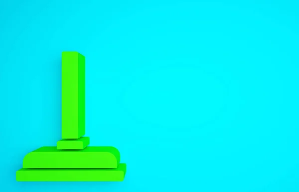 Grüner Gummikolben Mit Holzgriff Für Rohrreinigungssymbole Isoliert Auf Blauem Hintergrund — Stockfoto