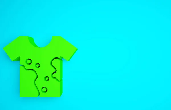 緑のダーティTシャツアイコンは青の背景に隔離されています 最小限の概念 3Dイラスト3Dレンダリング — ストック写真