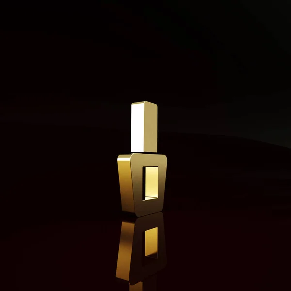 茶色の背景に隔離されたゴールドネイルポリッシュボトルアイコン 最小限の概念 3Dイラスト3Dレンダリング — ストック写真