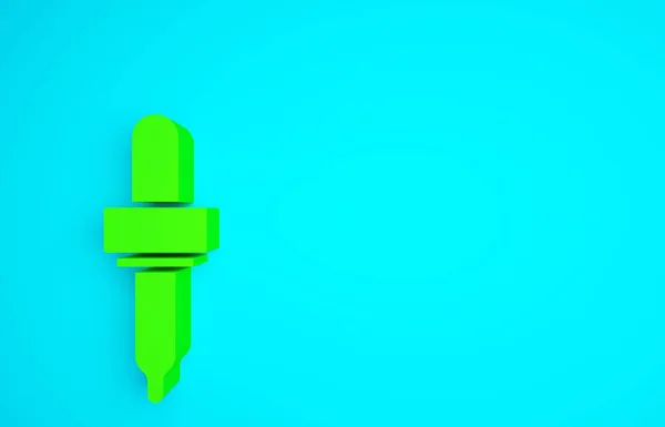 青の背景に隔離された緑のピペットアイコン 化粧品 化学実験装置の要素 最小限の概念 3Dイラスト3Dレンダリング — ストック写真