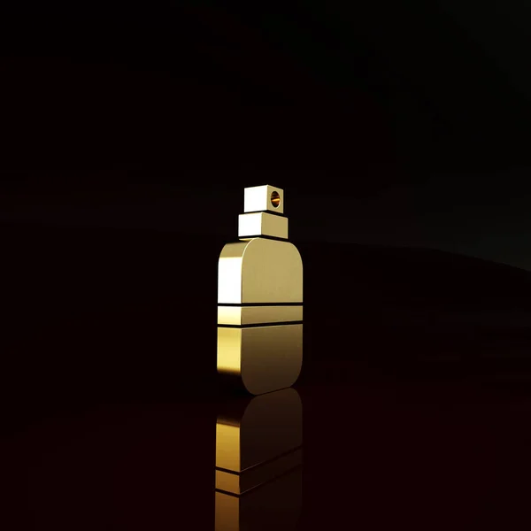 Icono Gold Perfume Aislado Sobre Fondo Marrón Concepto Minimalista Ilustración — Foto de Stock