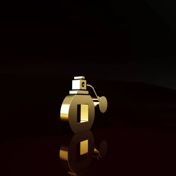 Icono Gold Perfume Aislado Sobre Fondo Marrón Concepto Minimalista Ilustración — Foto de Stock