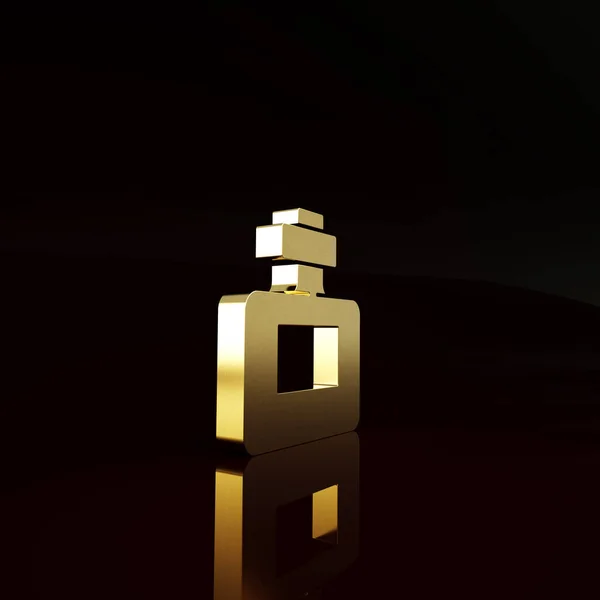 Ícone Perfume Ouro Isolado Fundo Marrom Conceito Minimalismo Ilustração Render — Fotografia de Stock