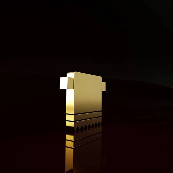 Золотий Рушник Іконці Вішалки Ізольовано Коричневому Фоні Значок Рушника Ванній — стокове фото