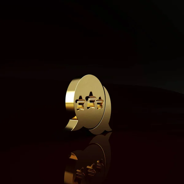 Altın Beş Yıldızlı Ürün Değerlendirme Simgesi Kahverengi Arka Planda Izole — Stok fotoğraf