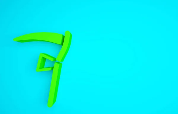 緑のスキスアイコンは青の背景に隔離されています ハッピーハロウィンパーティー 最小限の概念 3Dイラスト3Dレンダリング — ストック写真
