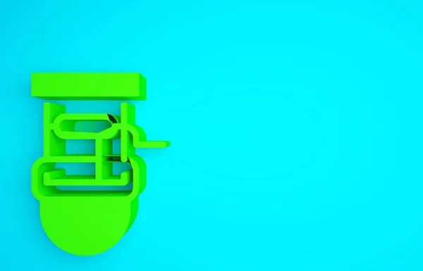 Зелений Колодязь Відром Піктограмою Питної Води Ізольовано Синьому Фоні Концепція — стокове фото