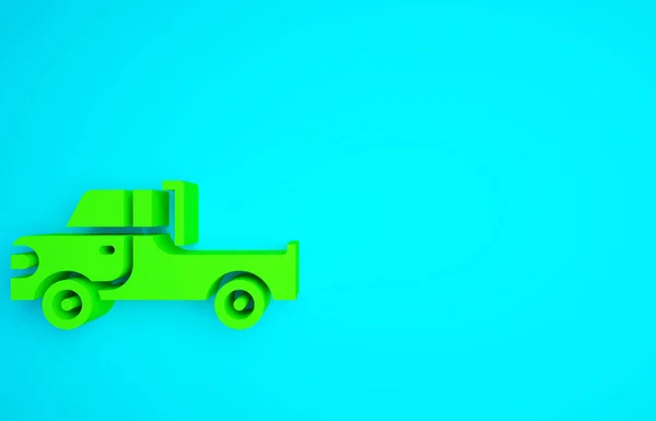 Green Pickup Truck Icon Isolated Blue Background Minimalism Concept Illustration — Stock Photo, Image