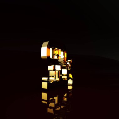 Altın toprak ph test simgesi kahverengi arkaplanda izole edildi. PH yeryüzü testi. Minimalizm kavramı. 3d illüstrasyon 3B canlandırma.