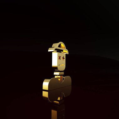 Altın Korkuluğu simgesi kahverengi arkaplanda izole edildi. Minimalizm kavramı. 3d illüstrasyon 3B canlandırma.