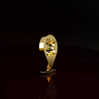 Altın Kar Tanesi simgesi kahverengi arkaplanda izole edildi. Mutlu Noeller ve mutlu yıllar. Minimalizm kavramı. 3d illüstrasyon 3B canlandırma.