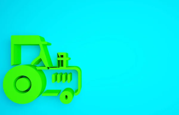 Groene Tractor Pictogram Geïsoleerd Blauwe Achtergrond Minimalisme Concept Illustratie Renderen — Stockfoto