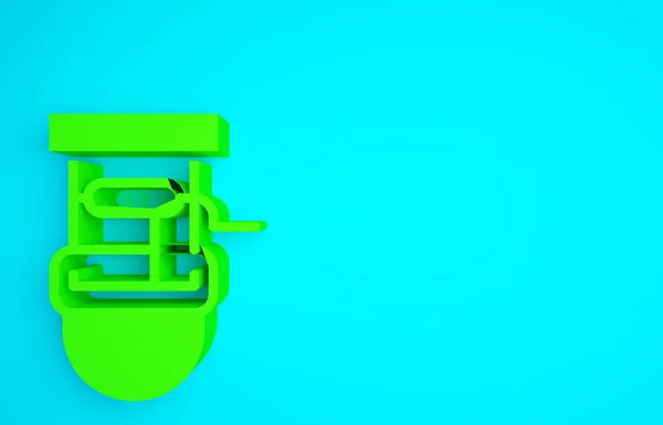 Зеленый Колодец Ведром Значком Питьевой Воды Синем Фоне Концепция Минимализма — стоковое фото
