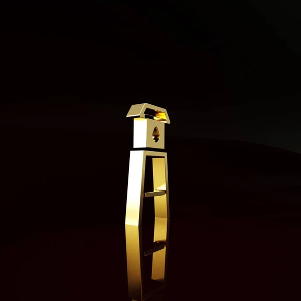 Gold Water Icona Torre Isolata Sfondo Marrone Concetto Minimalista Illustrazione — Foto Stock