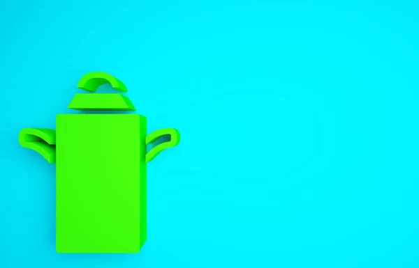 Grüner Dosenbehälter Für Milchsymbol Isoliert Auf Blauem Hintergrund Minimalismus Konzept — Stockfoto