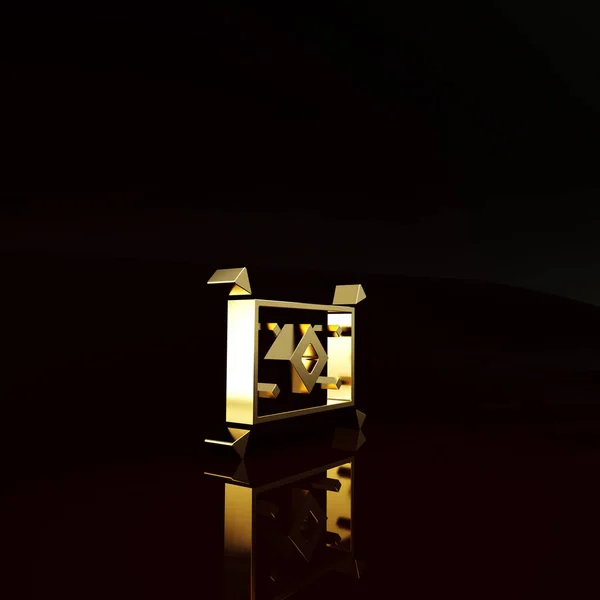 Золотая Икона Ковра Выделена Коричневом Фоне Концепция Минимализма Рендеринг — стоковое фото