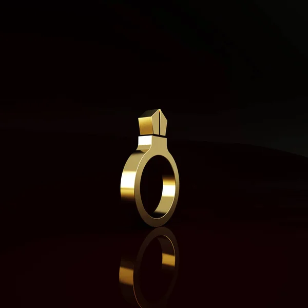 Gold Fantasy Magische Stenen Ring Met Edelsteen Pictogram Geïsoleerd Bruine — Stockfoto