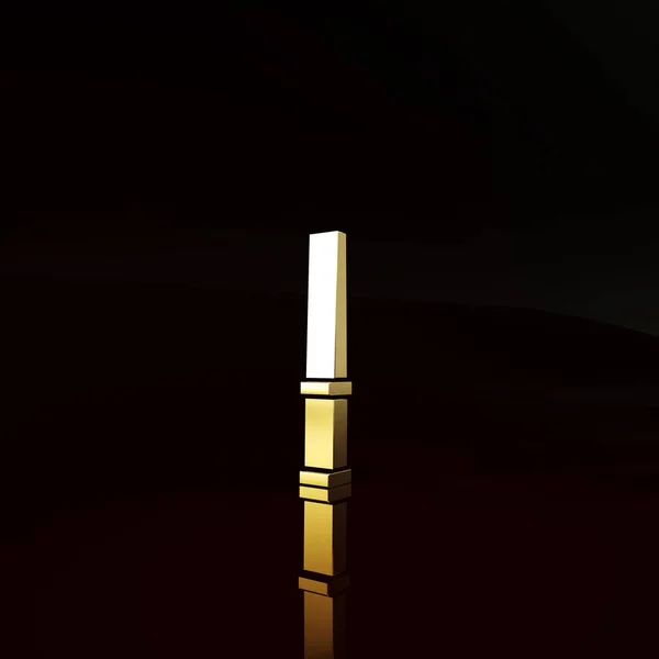 茶色の背景に隔離されたゴールドマジックワンドアイコン 星型魔法のアクセサリー 魔法の力 最小限の概念 3Dイラスト3Dレンダリング — ストック写真
