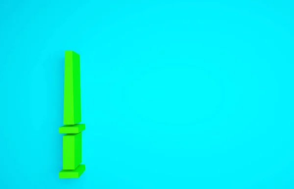 青の背景に隔離された緑の魔法の杖のアイコン 星型魔法のアクセサリー 魔法の力 最小限の概念 3Dイラスト3Dレンダリング — ストック写真