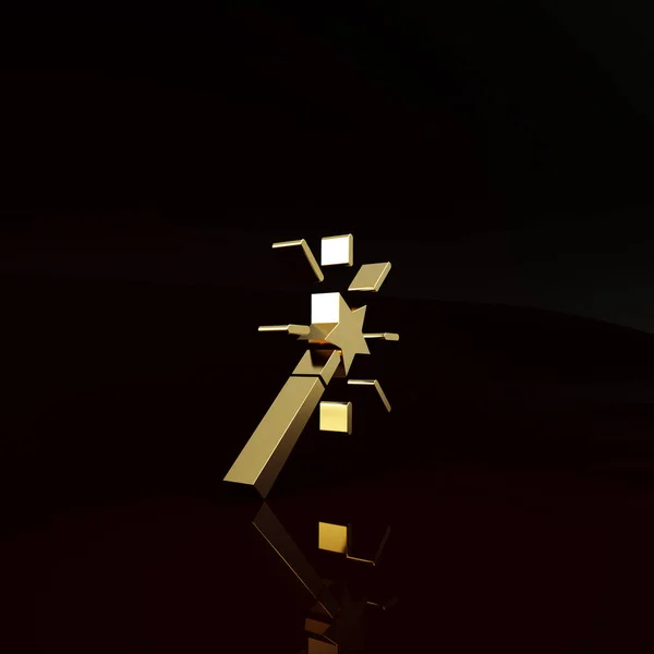 Gold Zauberstab Symbol Isoliert Auf Braunem Hintergrund Magisches Accessoire Sternenform — Stockfoto