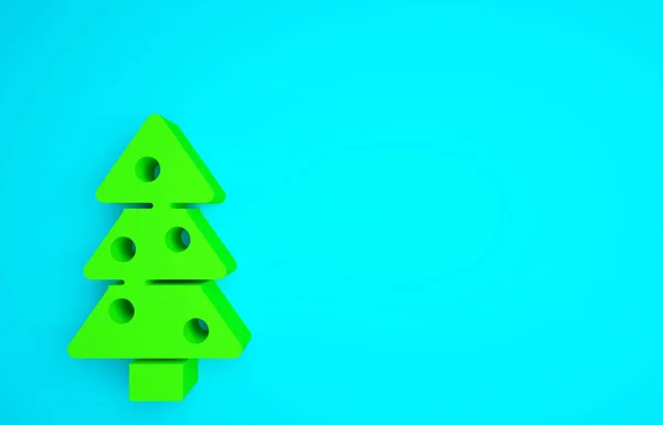 Grüne Weihnachtsbaum Mit Dekorationen Symbol Isoliert Auf Blauem Hintergrund Frohe — Stockfoto