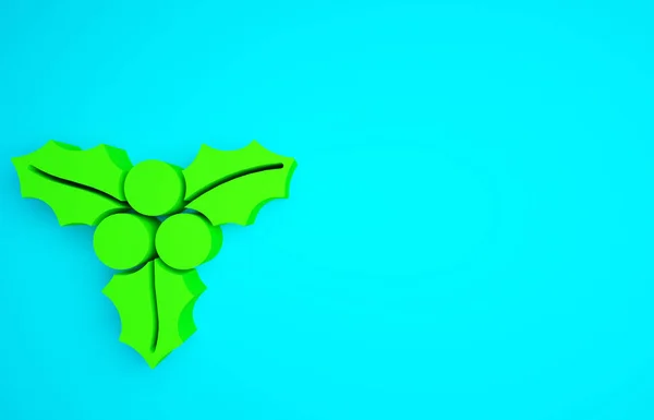 绿色分生孢子或乔木玫瑰图标孤立在蓝色的背景 圣诞快乐 新年快乐 最低纲领的概念 3D渲染3D插图 — 图库照片