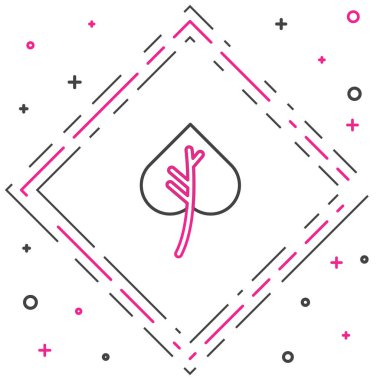 Çizgi Yaprak simgesi beyaz arkaplanda izole edildi. İşaret bırakıyor. Taze doğal ürün sembolü. Renkli taslak konsepti. Vektör İllüstrasyonu.