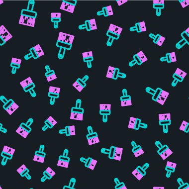 Çizgi fırçası simgesi siyah arkaplanda izole edilmiş kusursuz desen. Vektör İllüstrasyonu.