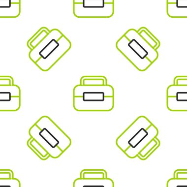 Satır Araç Kutusu simgesi beyaz arkaplanda izole edilmiş kusursuz desen. Alet kutusu tabelası. Vektör İllüstrasyonu.