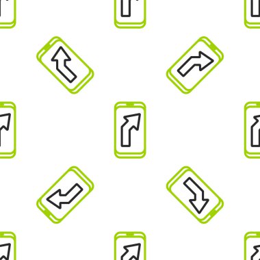 Şehir haritası gezinme simgesinin çizgi bilgileri beyaz arkaplanda izole edilmiş kusursuz desen. Mobil Uygulama Arayüzü tasarımı. Coğrafi konsept. Vektör İllüstrasyonu.