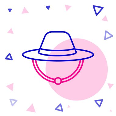 Kamp şapkası simgesi beyaz arkaplanda izole edildi. Plaj şapkası panaması. Avcılık, yürüyüş ve turizm için gezgin şapkası. Renkli taslak konsepti. Vektör.